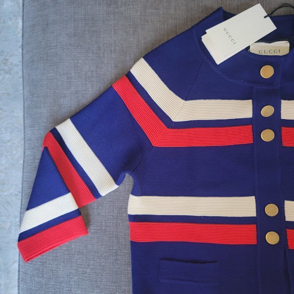 Gucci Women Silvie Striped Wool Cardigan Size Medium - Picture 8 of 16